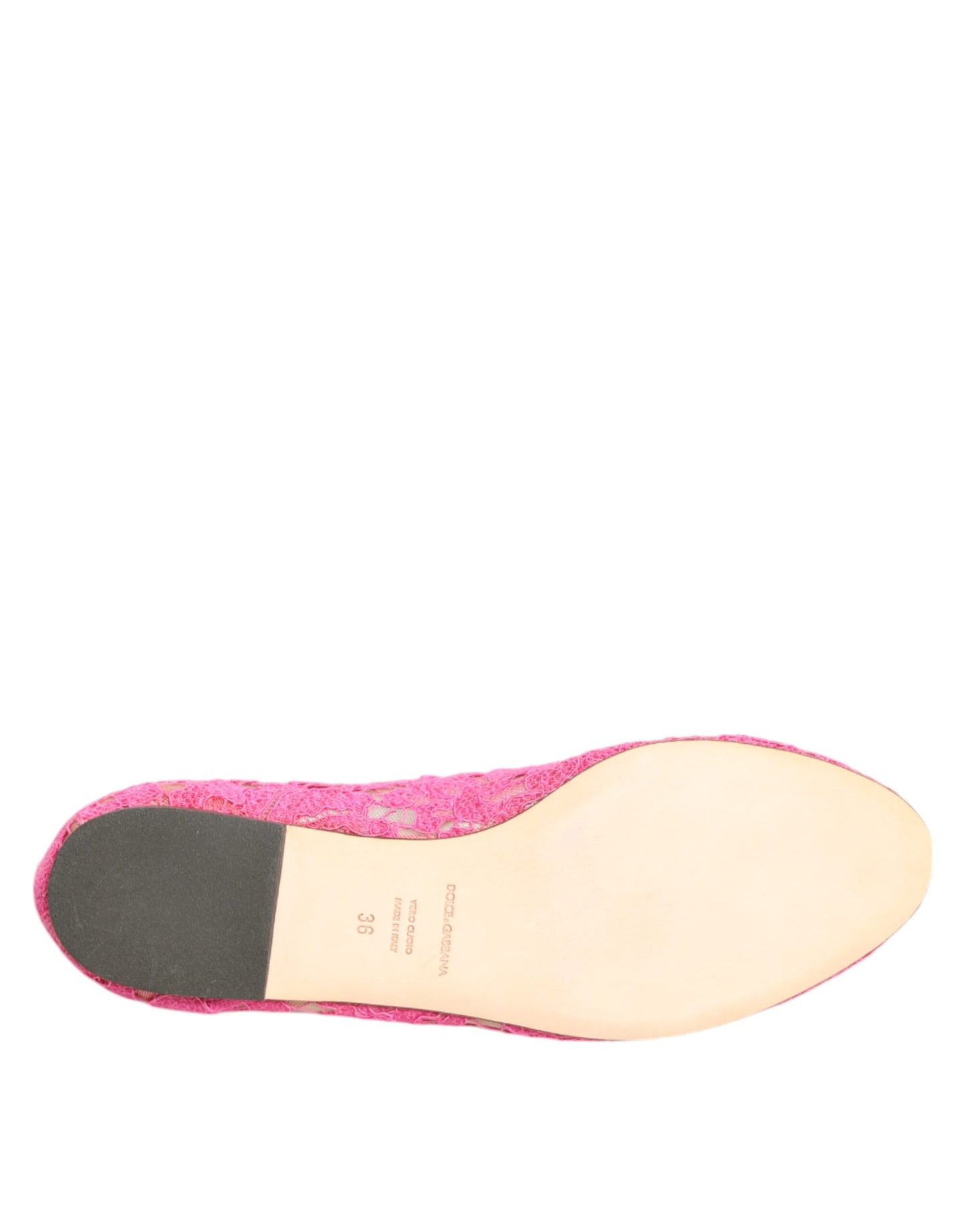Dolce & Gabbana Pink Taormina Lace Crystals Flats Shoes