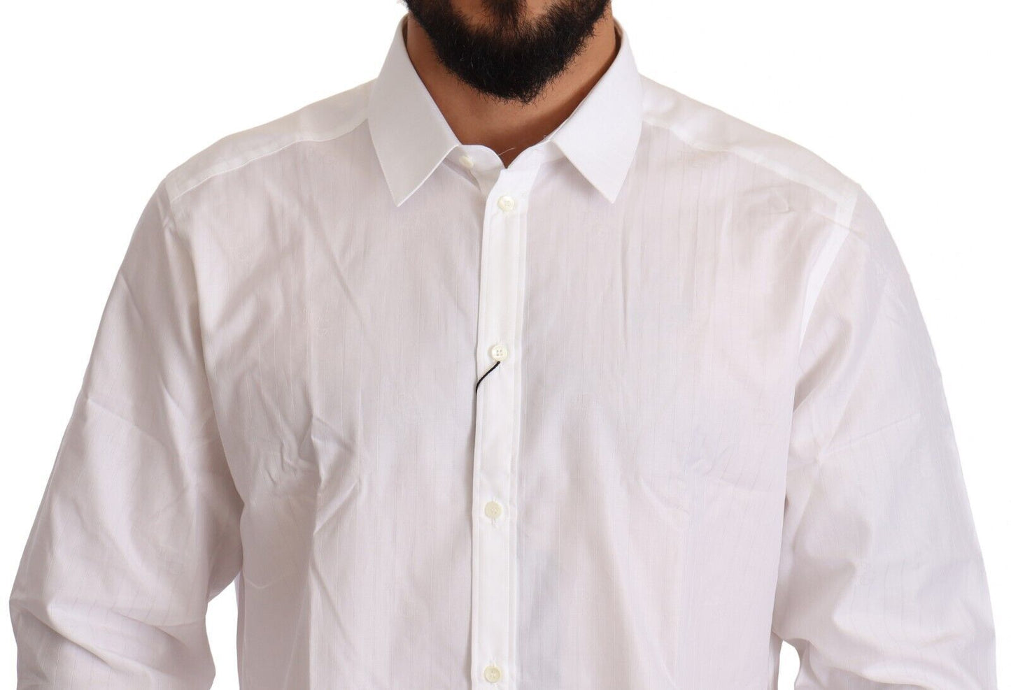 Dolce & Gabbana White Cotton Martini Fit Shirt