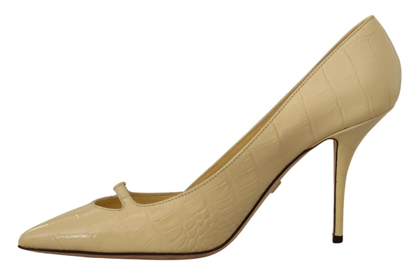 Dolce & Gabbana Chic Pointed Toe Leather Pumps in Sunshine Yellow