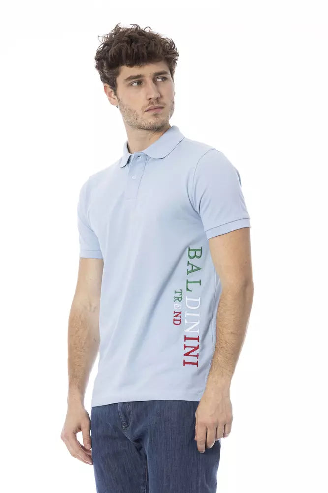 Baldinini Trend Light Blue Cotton Men Polo