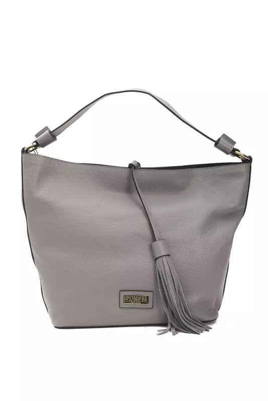 Pompei Donatella Gray Leather Women Shoulder Bag