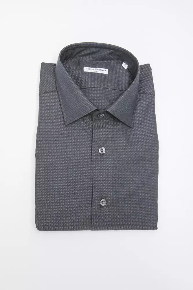 Robert Friedman Black Cotton Men Shirt