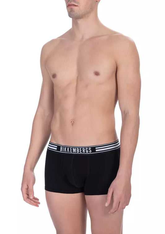 Bikkembergs Black Cotton Men Underwear Trunks Twin Pack