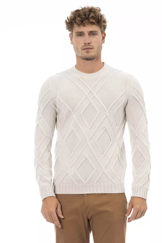 Alpha Studio Beige Merino Wool Men Sweater