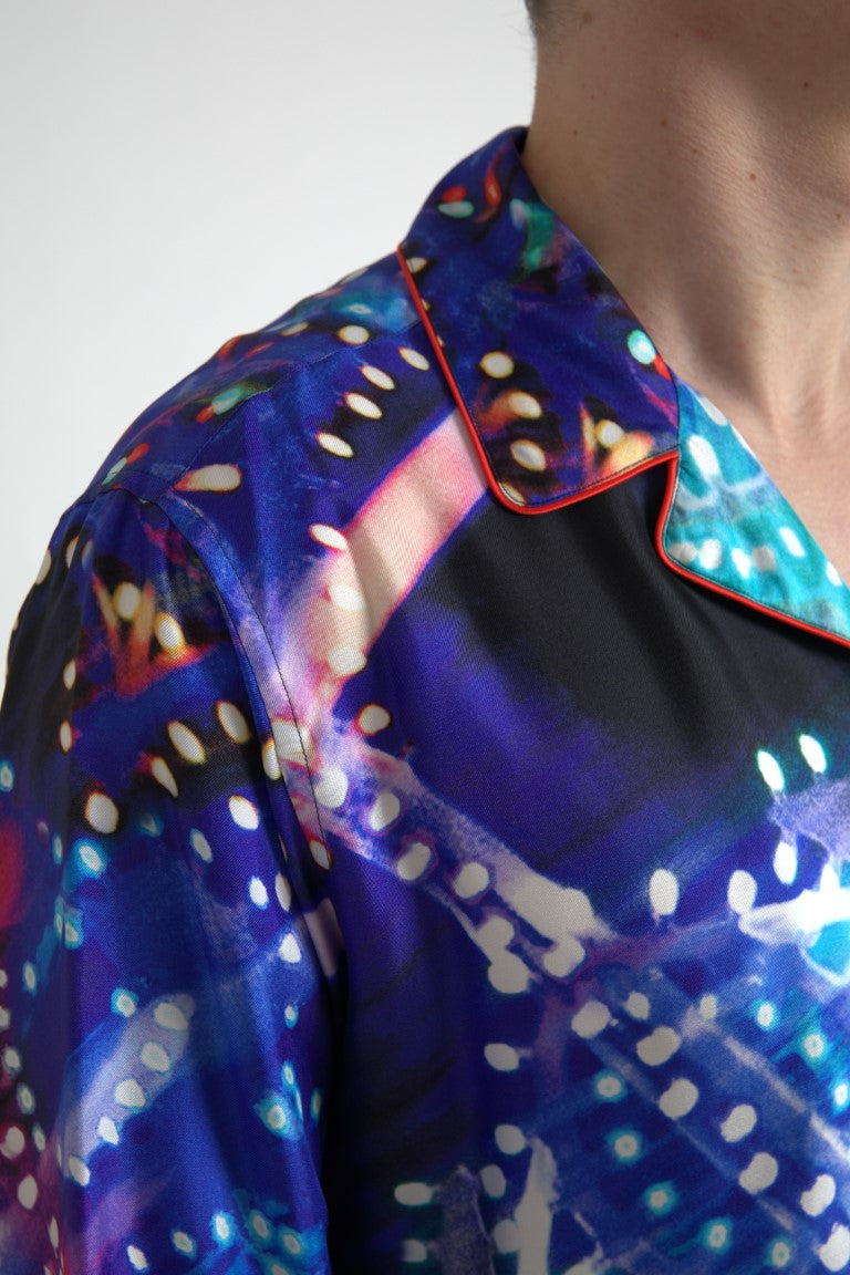 Dolce & Gabbana Psychedelic Print Silk Pajama Shirt