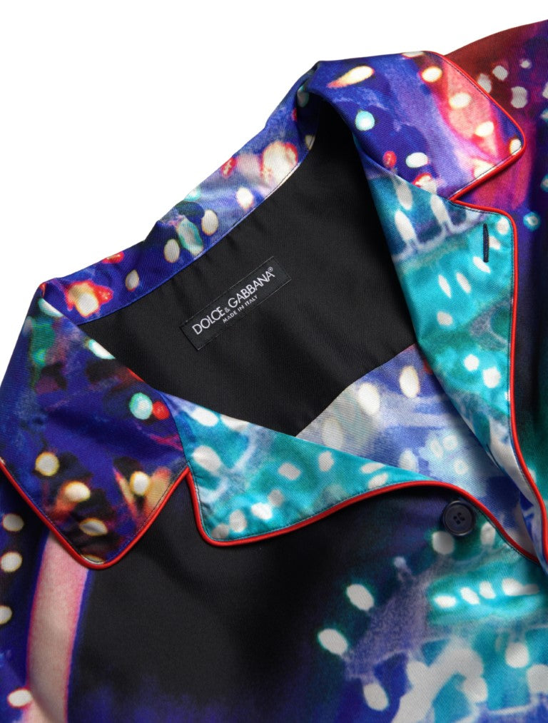 Dolce & Gabbana Psychedelic Print Silk Pajama Shirt