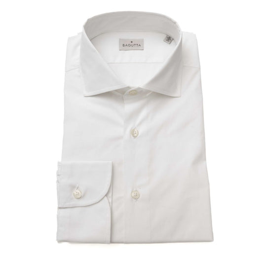 Bagutta White Cotton Men Shirt Slim Fit With French Collar