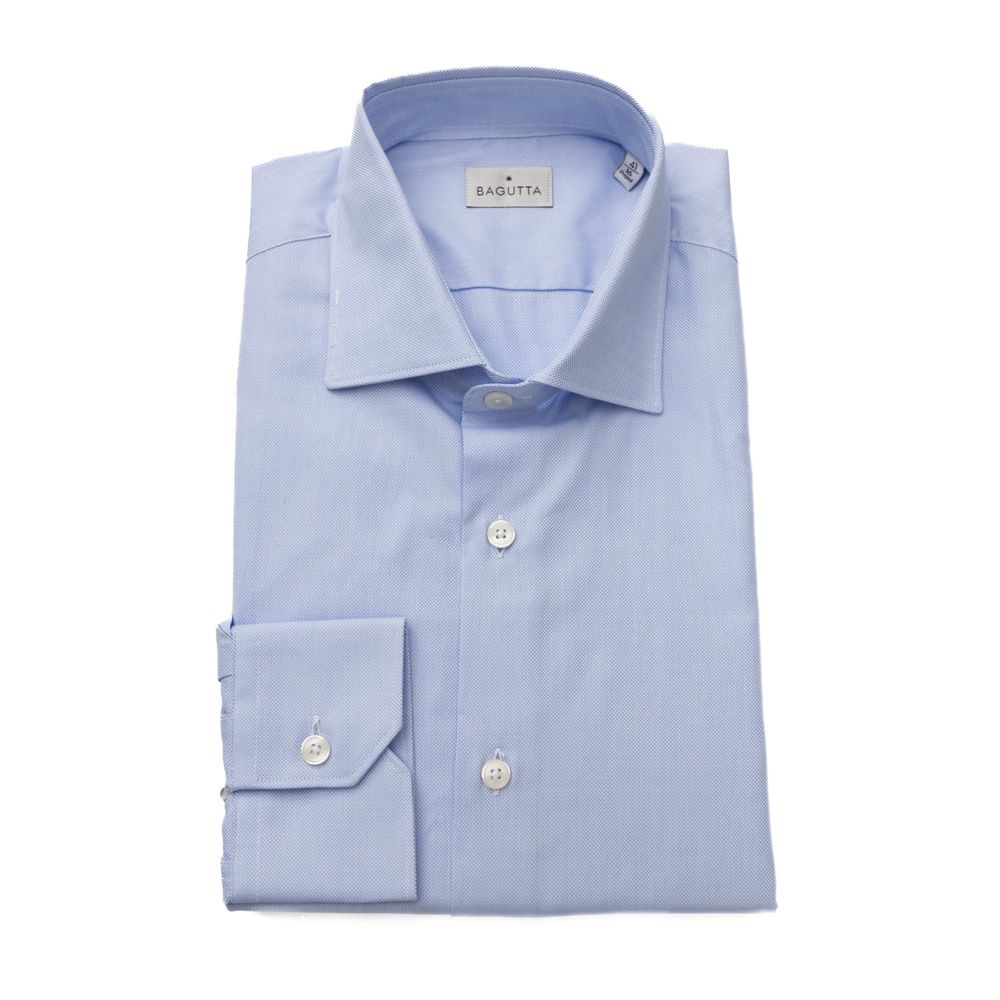 Bagutta Light Blue Cotton Men Shirt