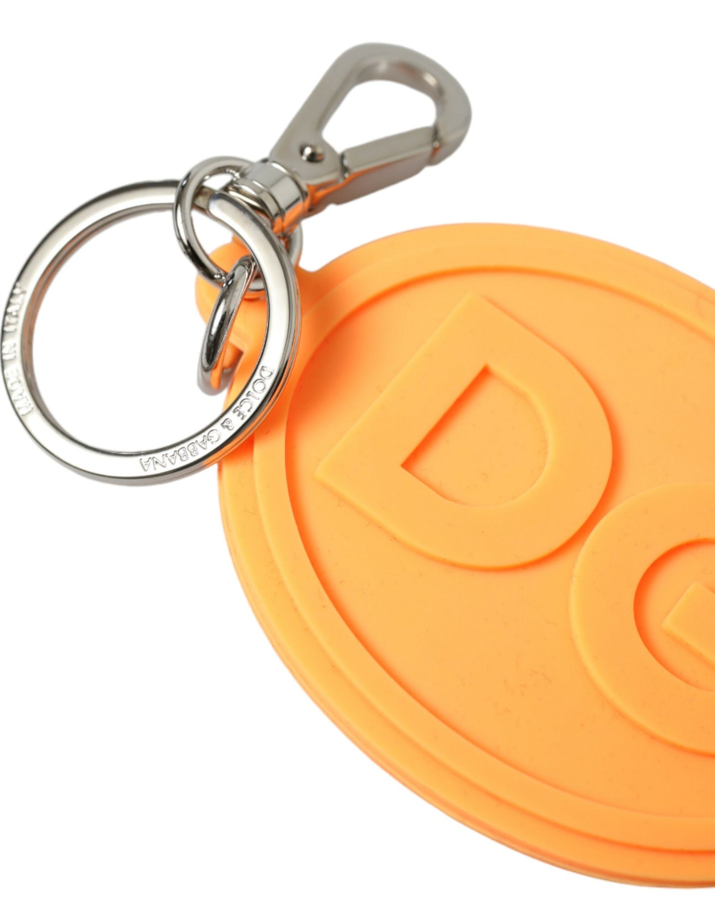 Dolce & Gabbana Elegant Orange Charm Keyring with Silver Detail