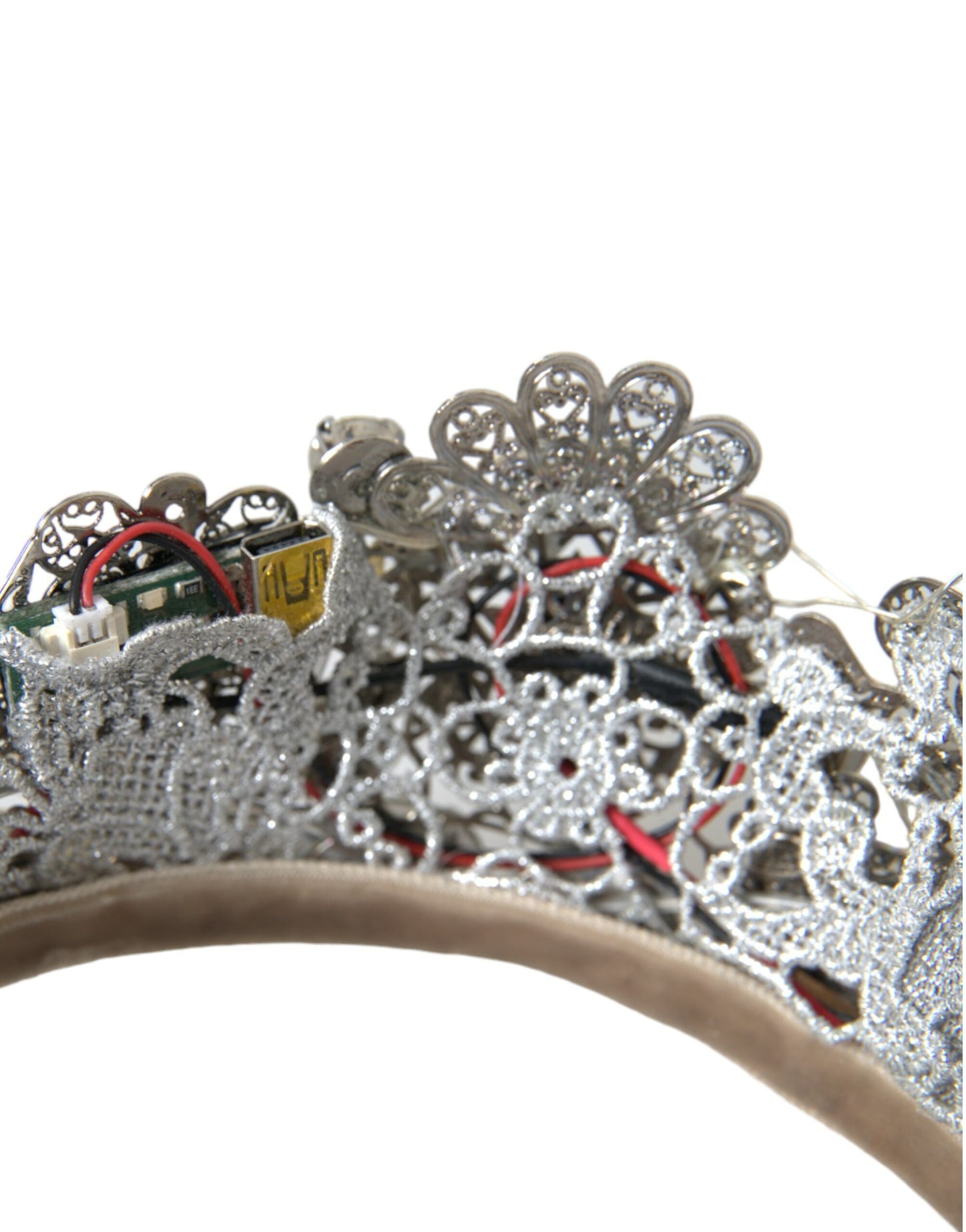 Dolce & Gabbana Silver Brass STRASS Crystal Crown Tiara LED Diadem