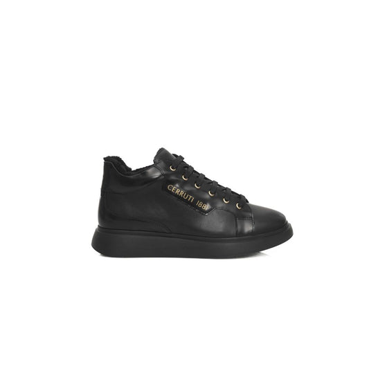 Cerruti 1881 Black Leather Women Platform Sneaker