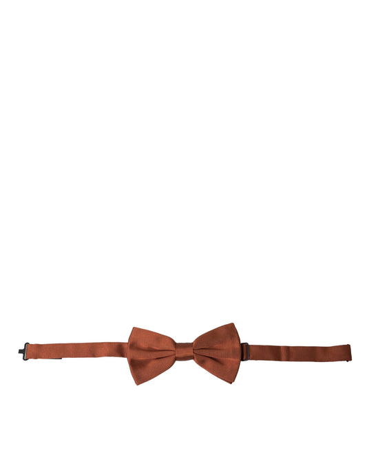 Dolce & Gabbana Brown Silk Adjustable Neck Men Bow Tie