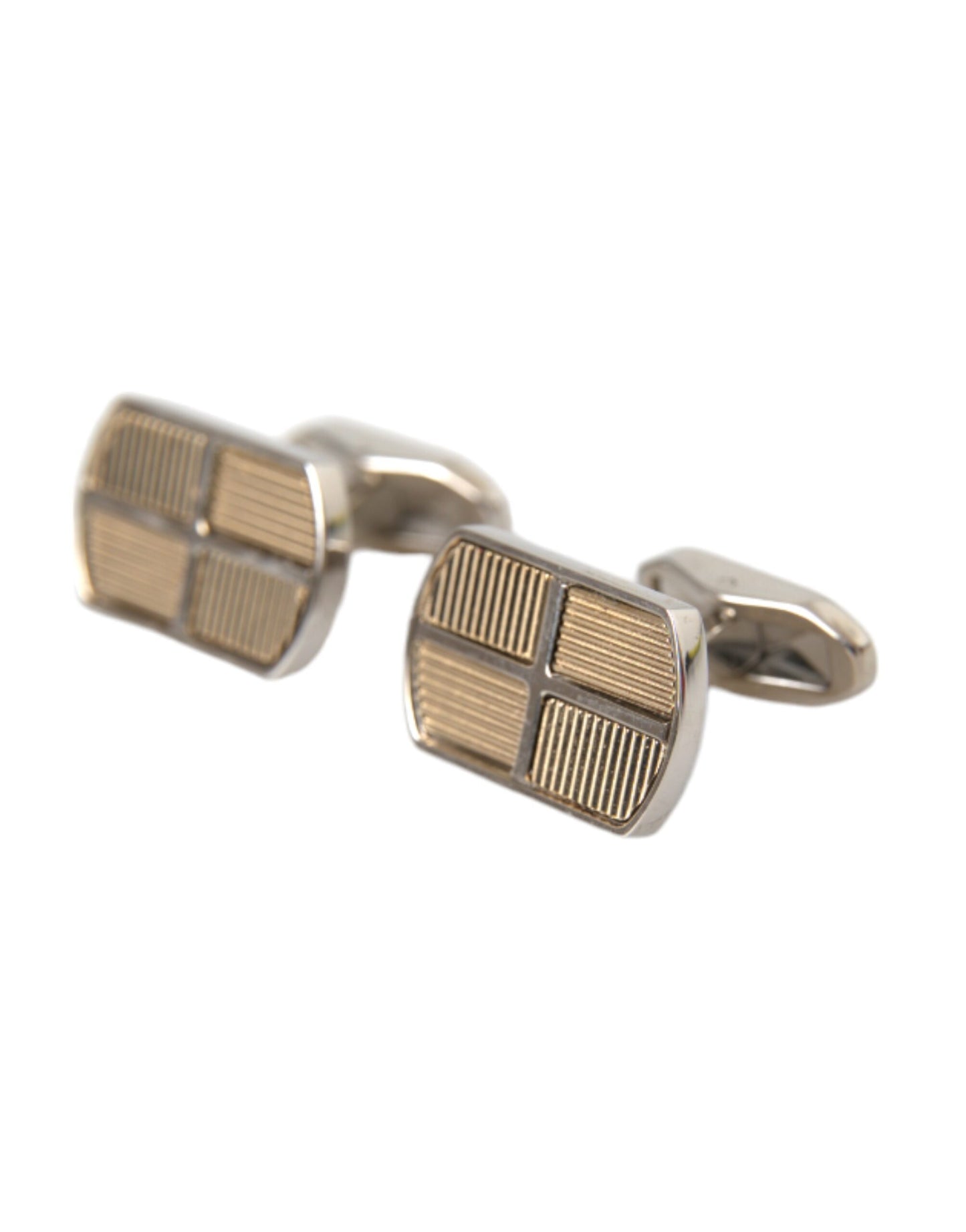 Dolce & Gabbana Silver Gold Plated Metal Brass Pin Cufflinks