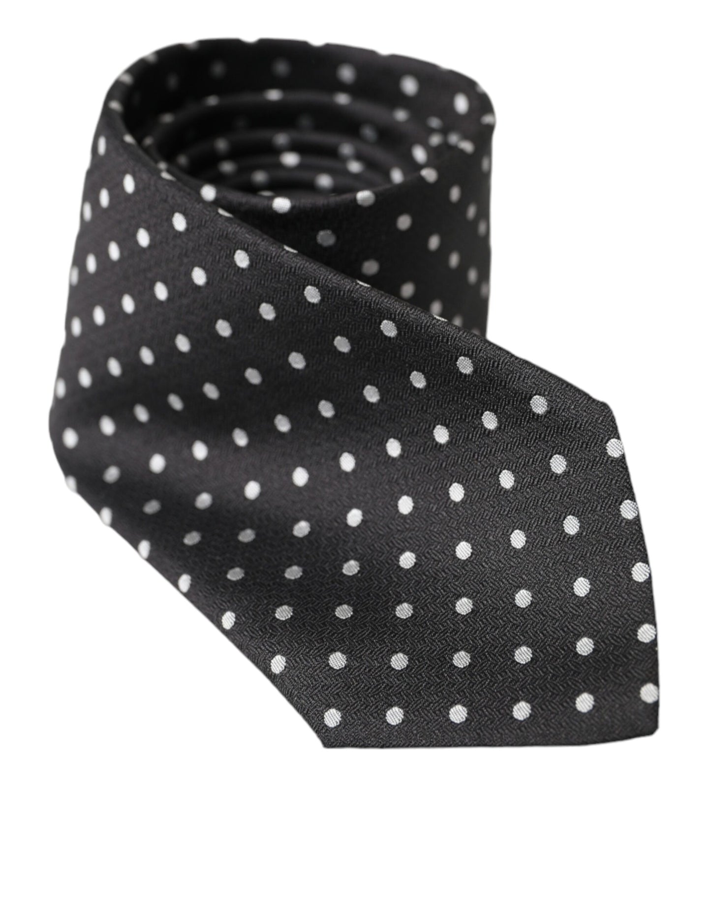 Dolce & Gabbana Black White Polka Dots 100% Silk Necktie Face Mask