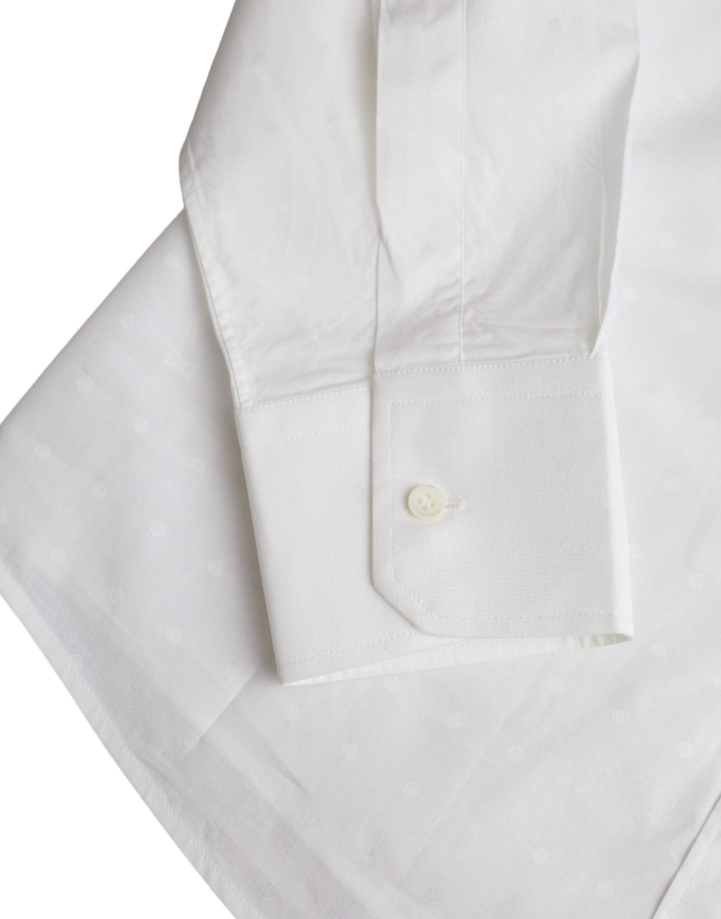 Dolce & Gabbana White Logo Cotton Men Dress GOLD Shirt