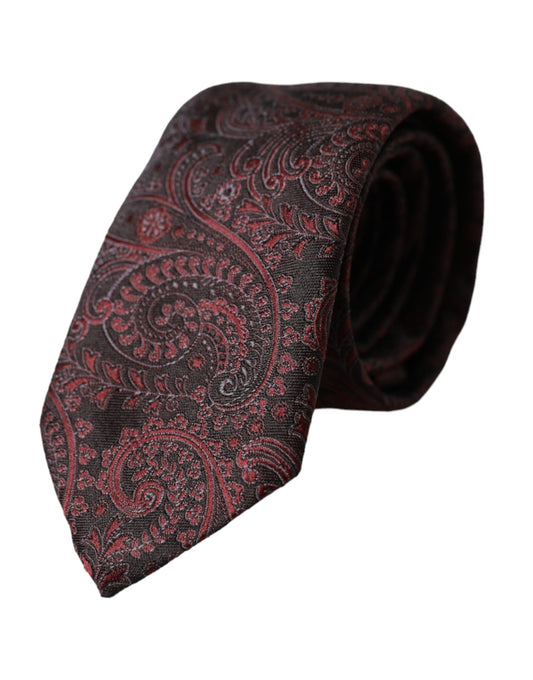 Dolce & Gabbana Bordeaux Patterned Silk Adjustable Men Tie