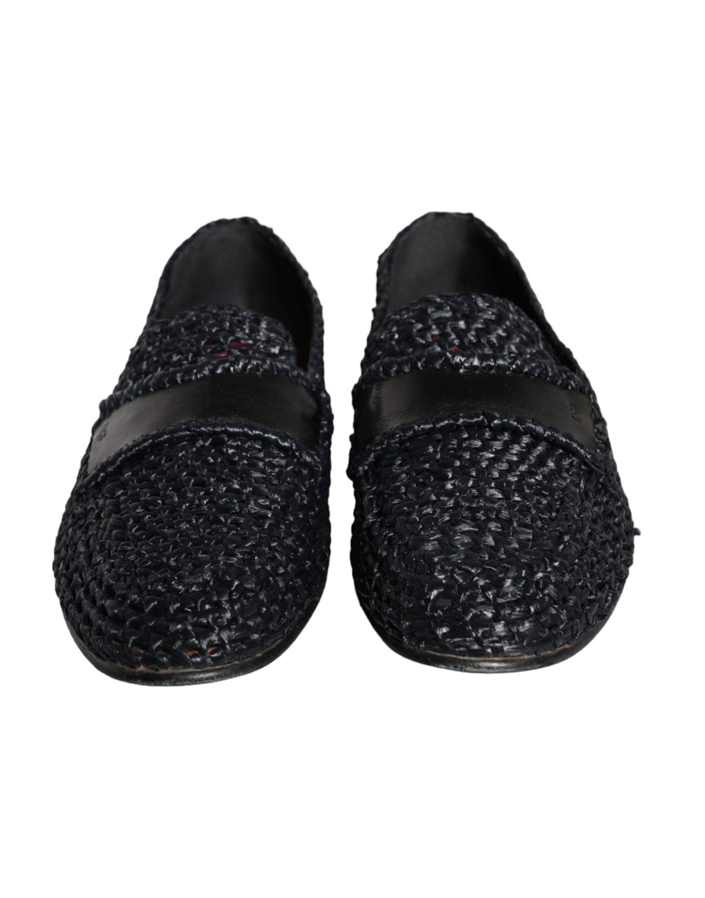 Dolce & Gabbana Black Woven Raffia Slip On Loafers Men Shoes