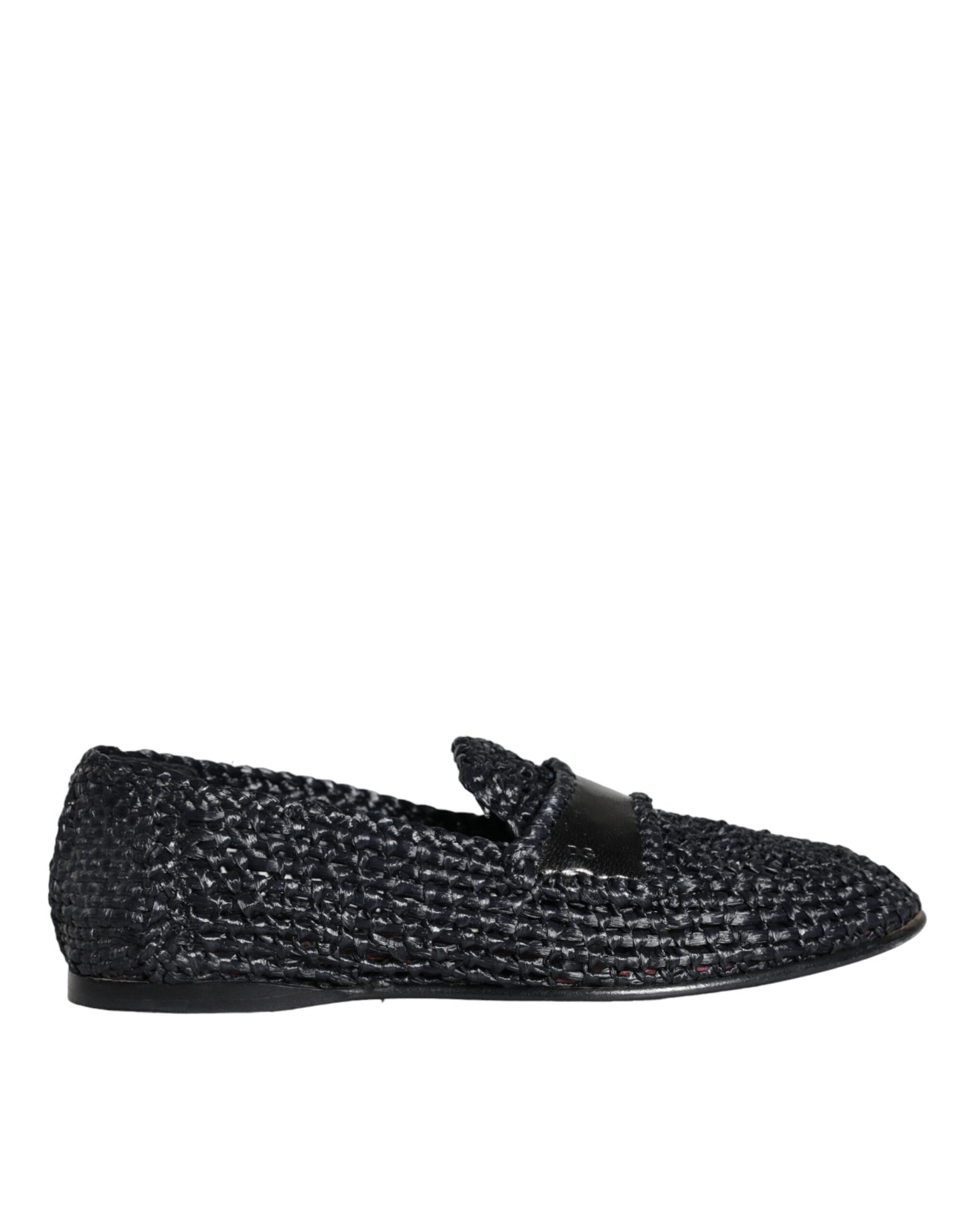 Dolce & Gabbana Black Woven Raffia Slip On Loafers Men Shoes