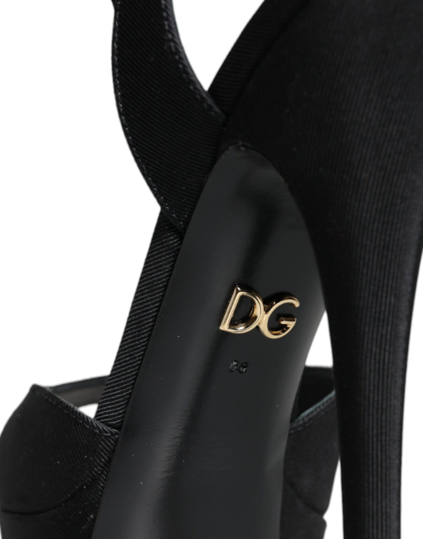 Dolce & Gabbana Black Leather Platform Heels Sandals Shoes