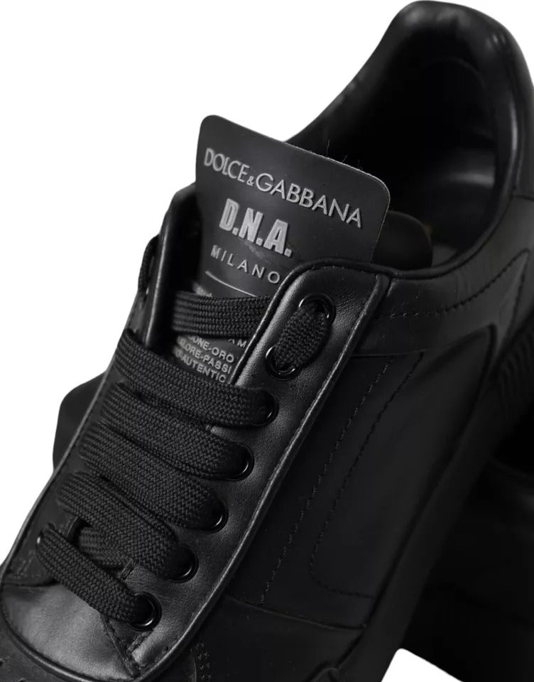 Dolce & Gabbana Black Leather Low Top Sneakers Men Shoes