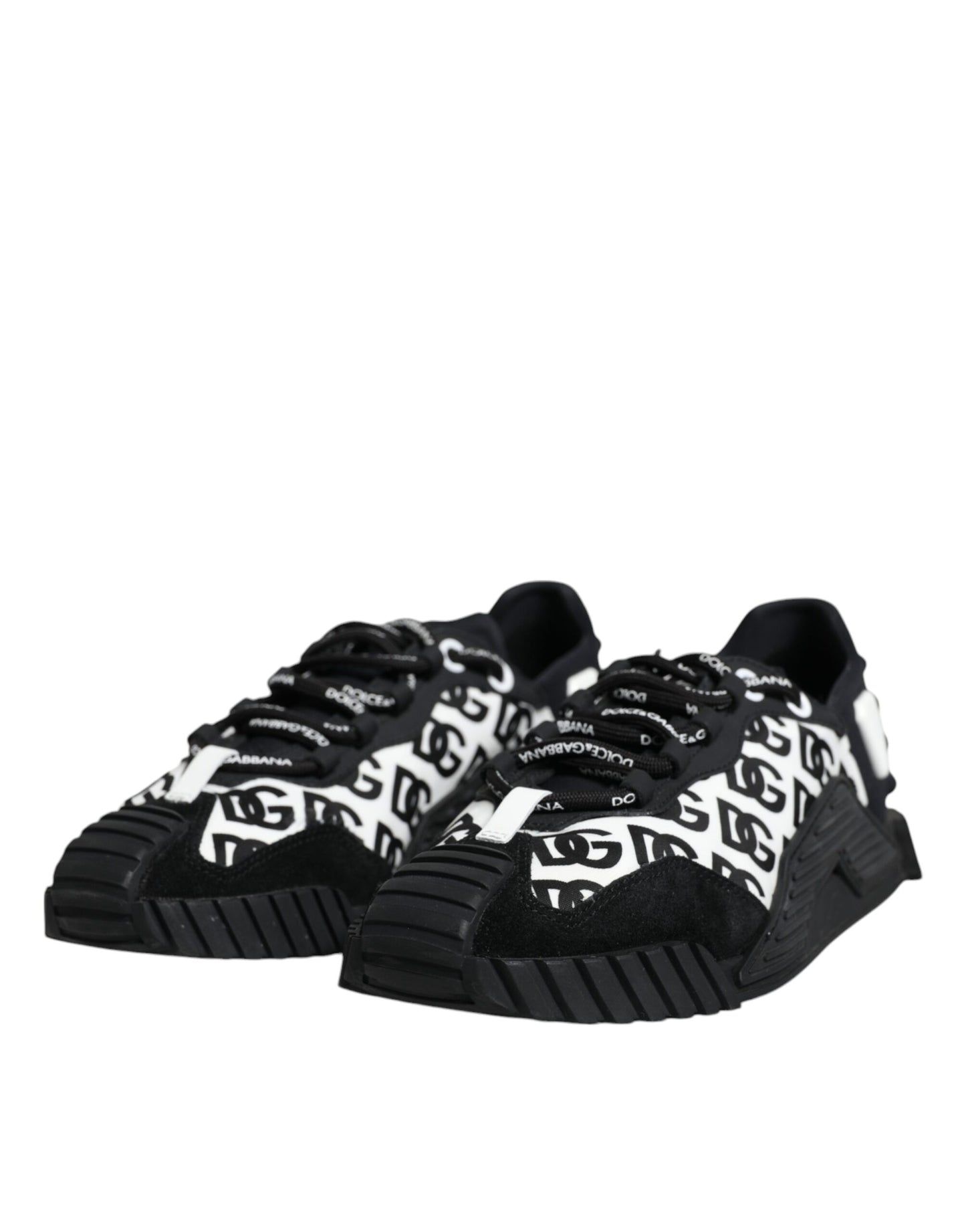 Dolce & Gabbana Black Logo Lace Up Low Top NS1 Sneakers Shoes