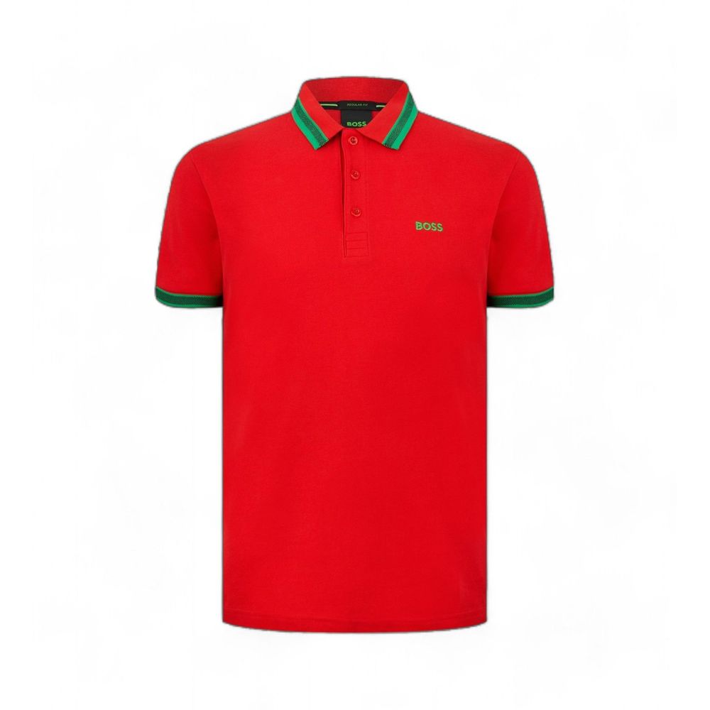 Hugo Boss Red Cotton Polo Shirt