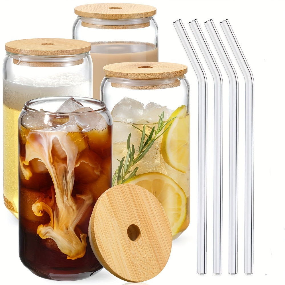 Versatile Glass Cup with Lid  Straw  350ml550ml