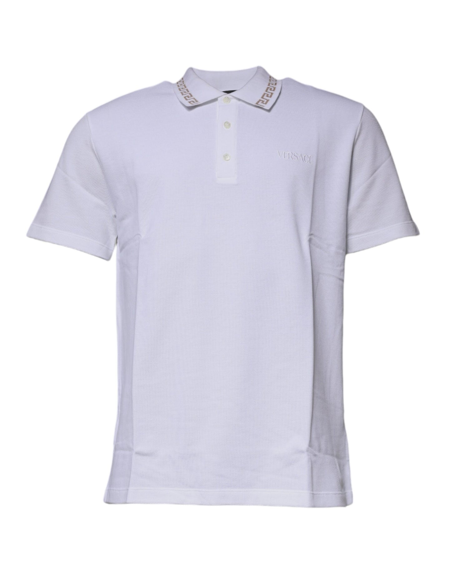 Versace White Viscose Collared Men Polo Short Sleeves T-shirt