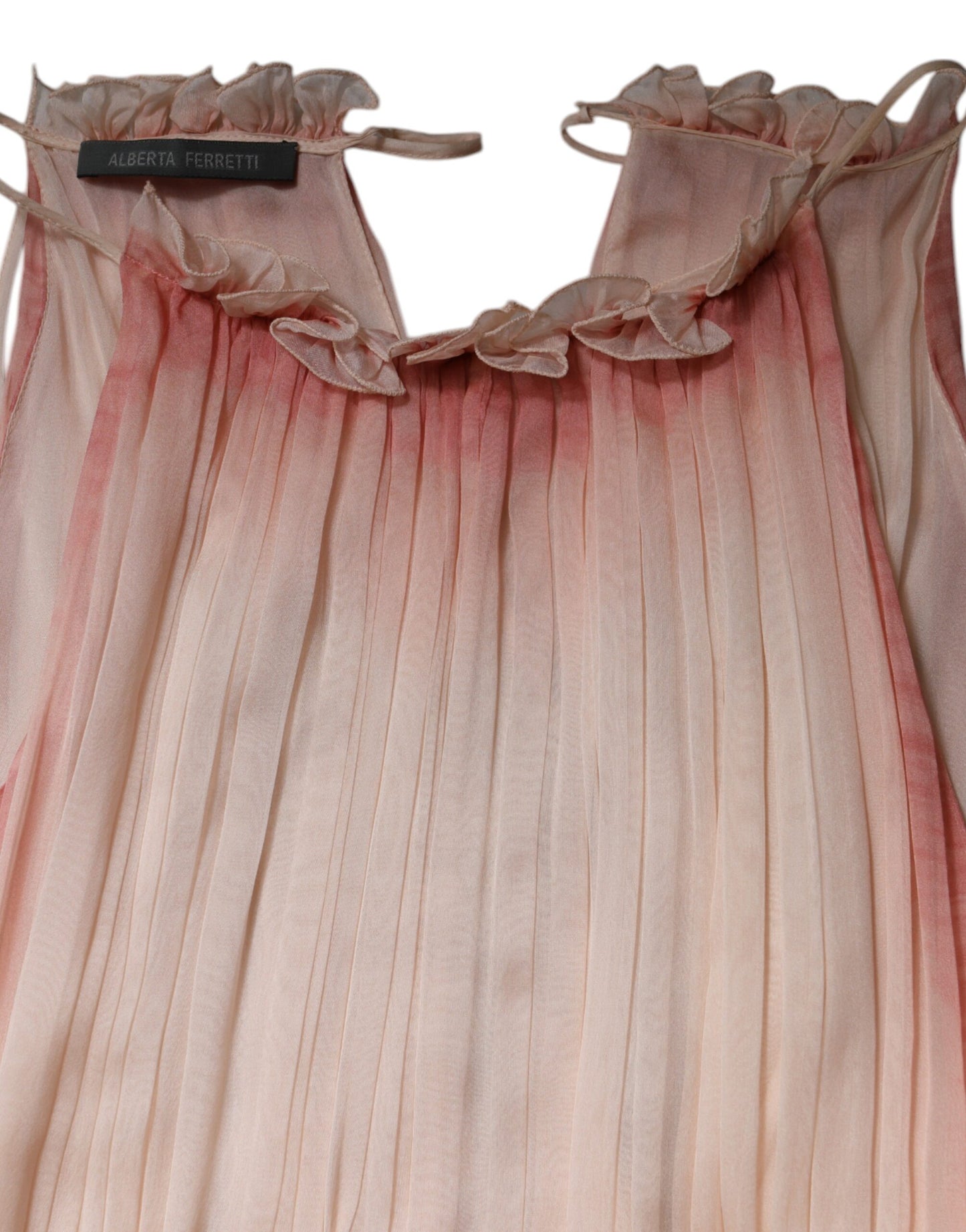 Alberta Ferretti Pink Sleeveless Pleated A-line Maxi Dress