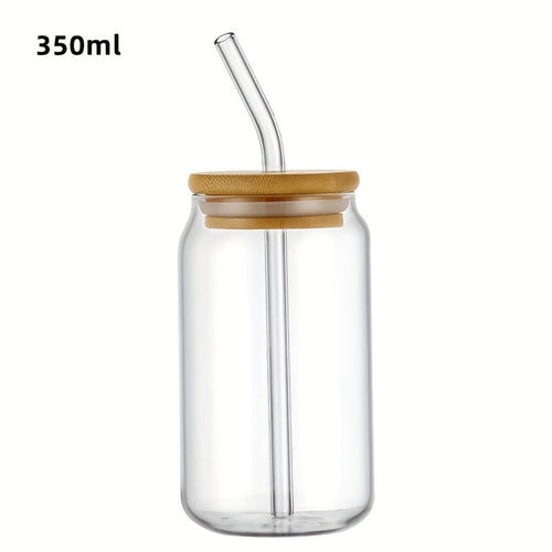 Versatile Glass Cup with Lid  Straw  350ml550ml