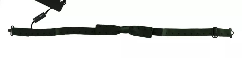 Dolce & Gabbana Green Dotted Silk Adjustable Neck Bow Tie