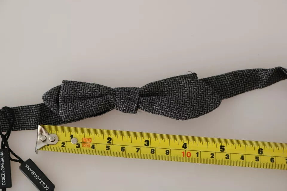 Dolce & Gabbana Gray Silk Patterned Mens Necktie Bow Tie