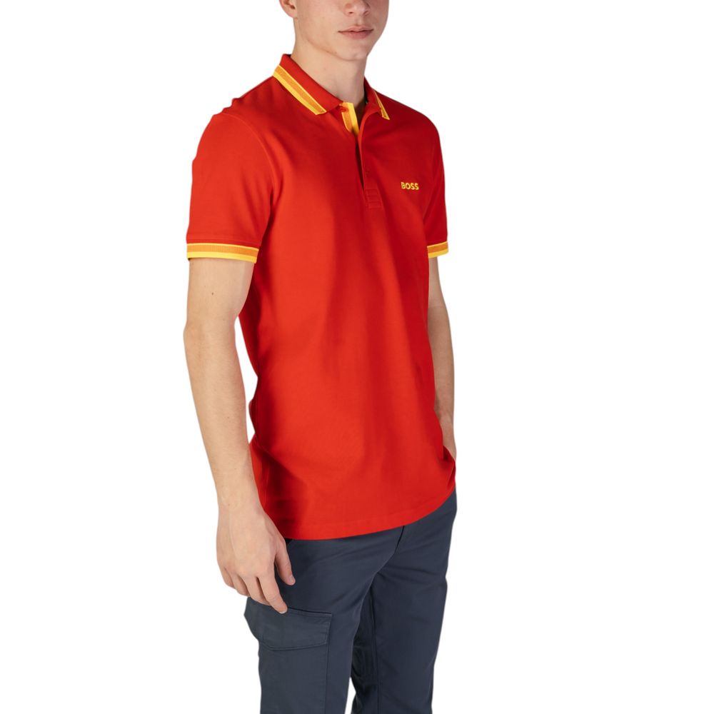 Hugo Boss Red Cotton Polo Shirt