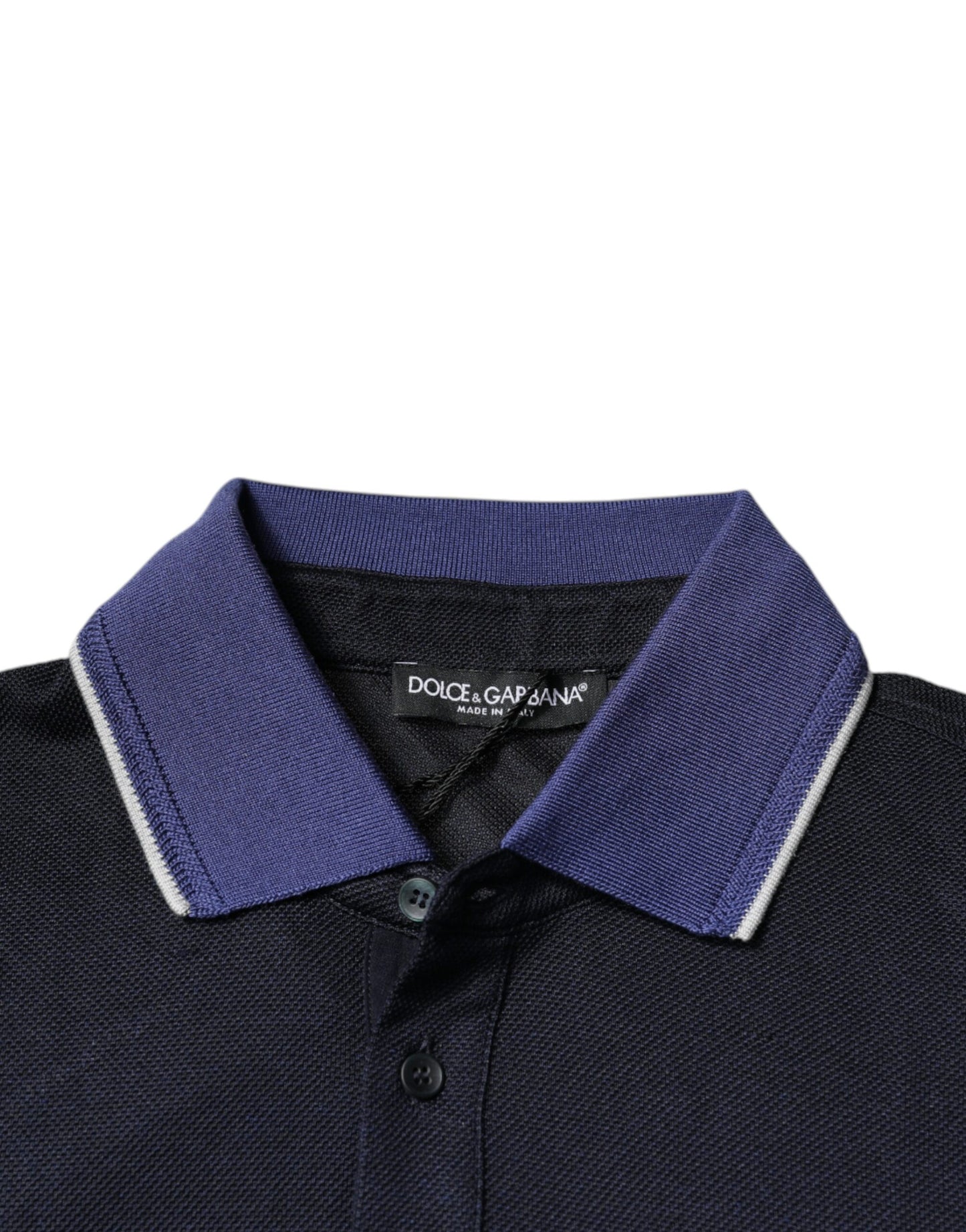 Dolce & Gabbana Blue Silk Collared Short Sleeves Polo T-shirt