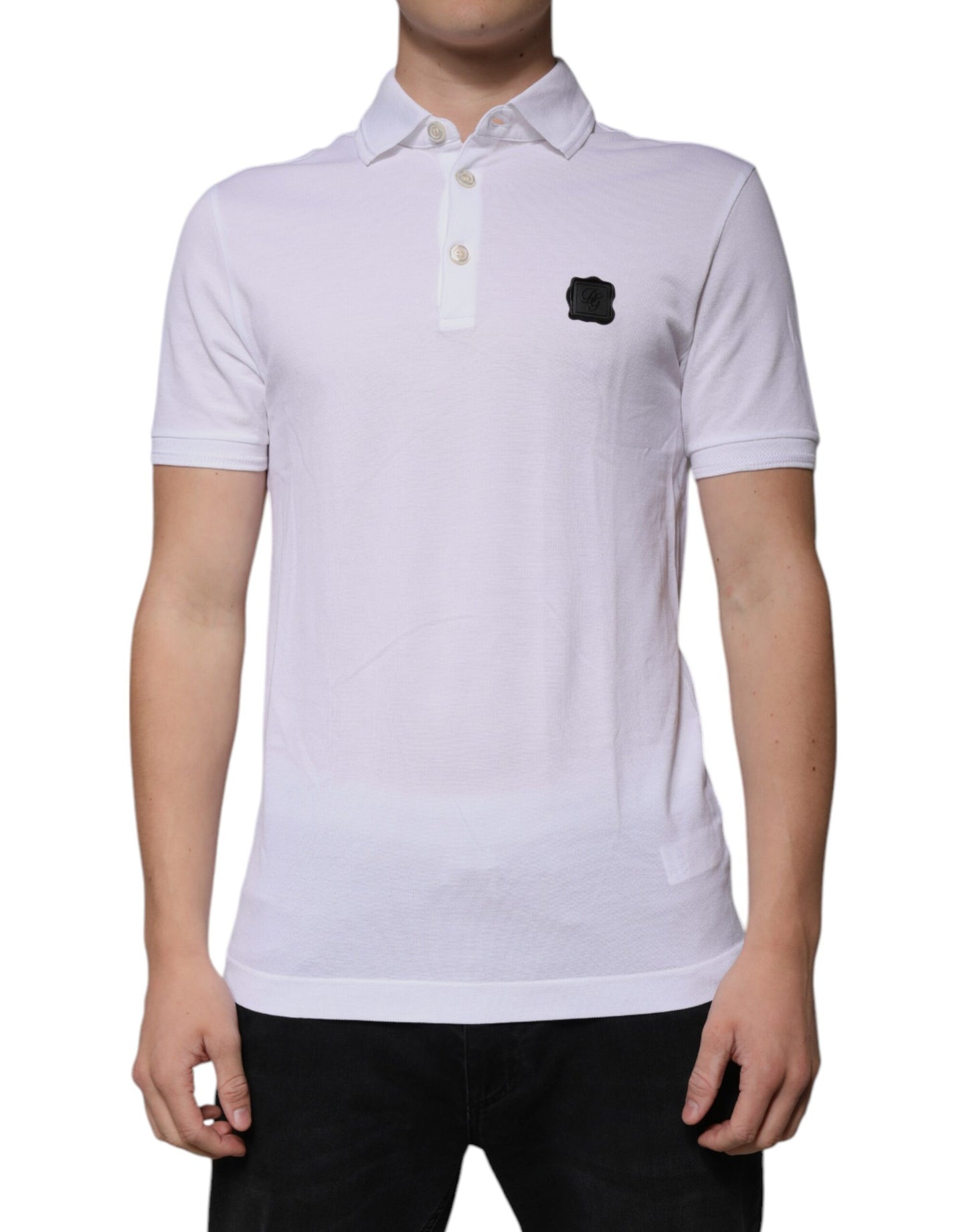 Dolce & Gabbana White Collared Short Sleeves Polo T-shirt