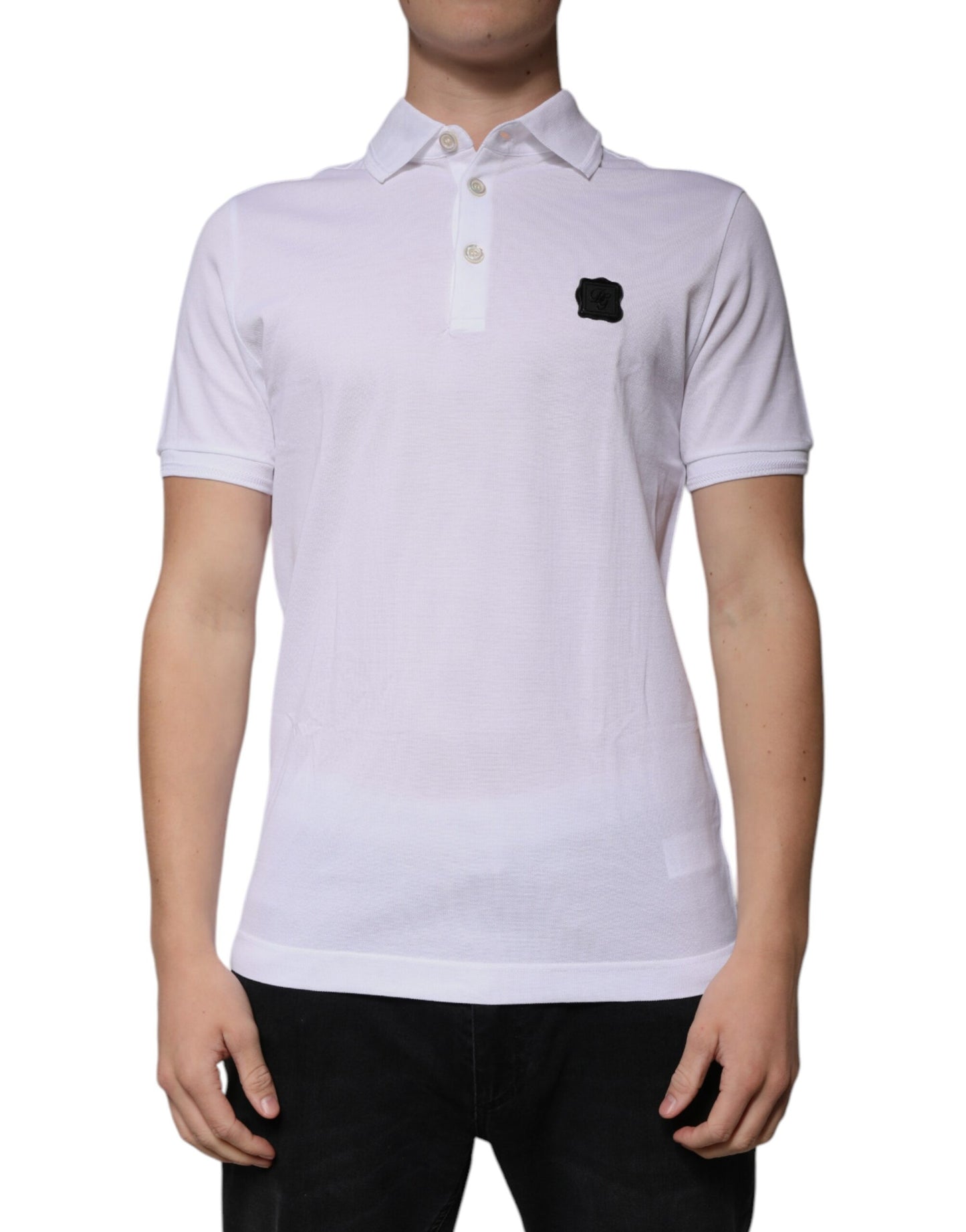 Dolce & Gabbana White Collared Short Sleeves Polo T-shirt