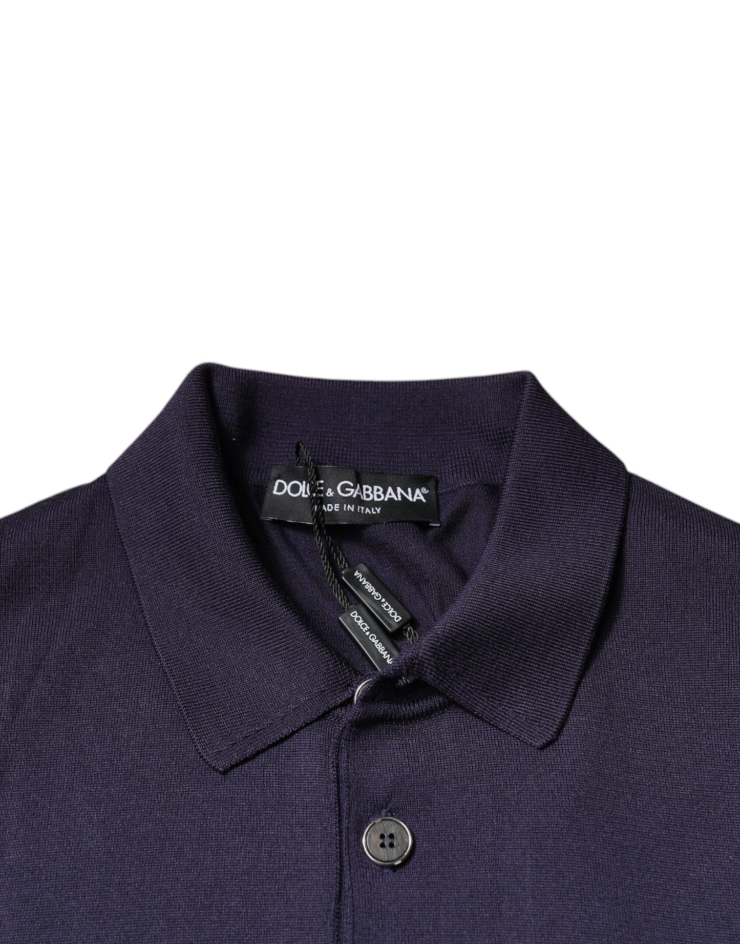 Dolce & Gabbana Blue Silk Collared Short Sleeves Polo T-shirt