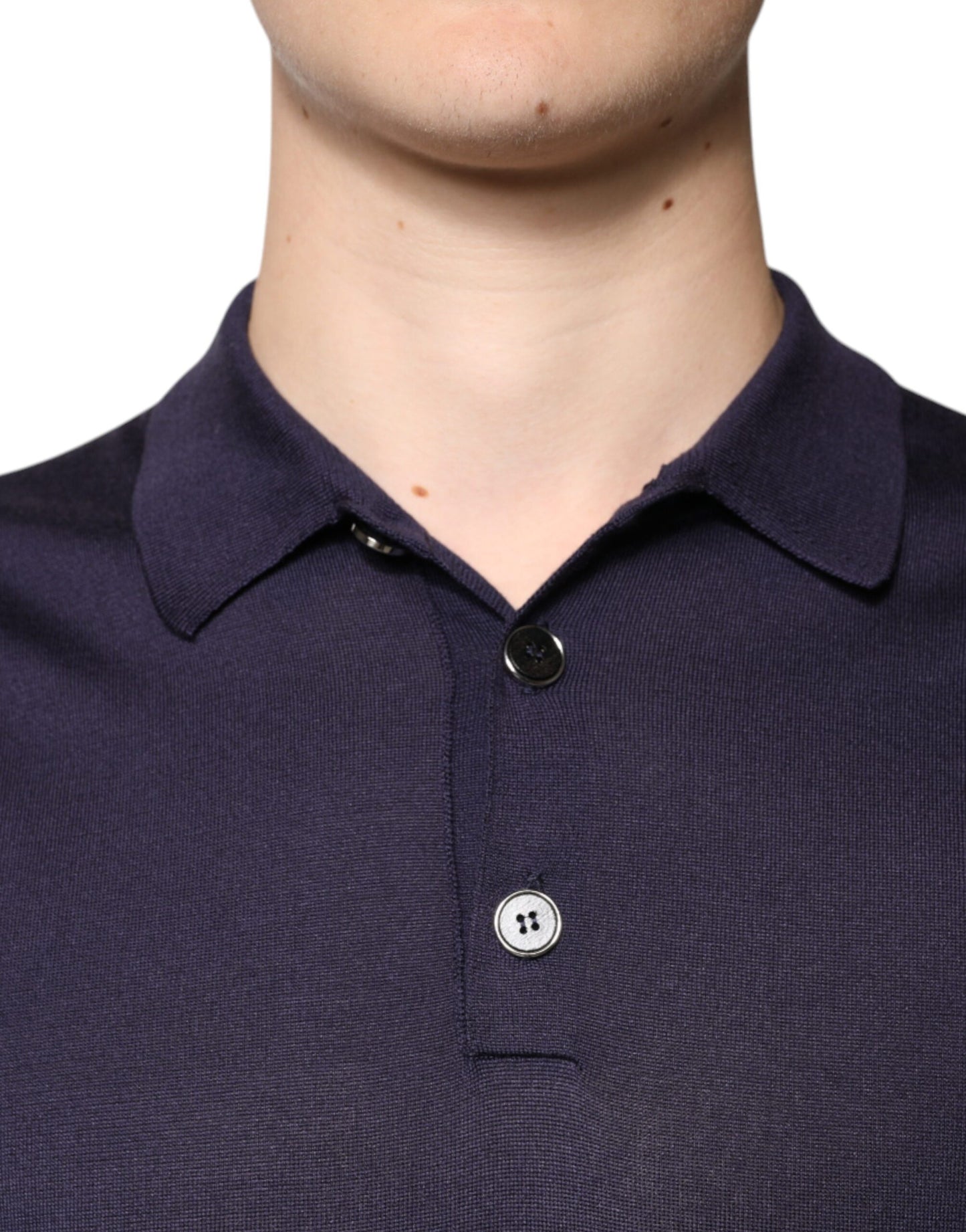 Dolce & Gabbana Blue Silk Collared Short Sleeves Polo T-shirt