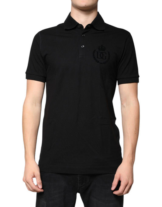 Dolce & Gabbana Black DG Collared Short Sleeves Polo T-shirt