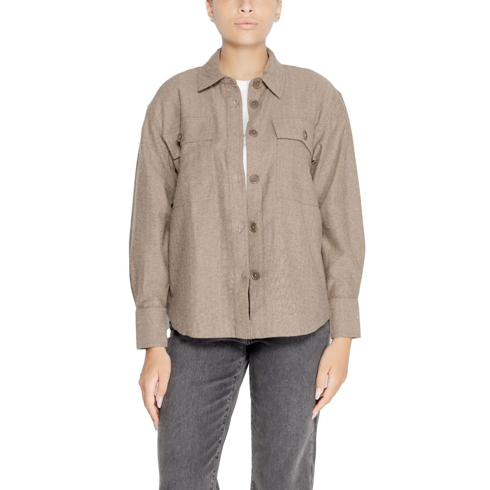 Jacqueline De Yong Beige Recycled Cotton Shirt