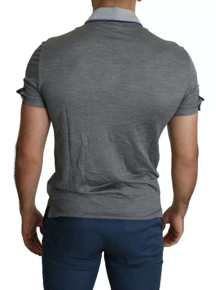 Dolce & Gabbana Gray Collared Silk Polo Top Shirt T-shirt