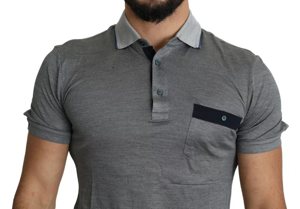 Dolce & Gabbana Gray Collared Silk Polo Top Shirt T-shirt