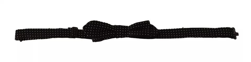 Dolce & Gabbana Black Dots Slim Silk Adjustable Neck Bow Tie Men