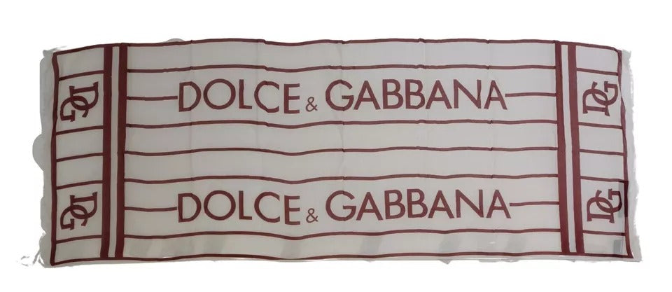 Dolce & Gabbana White Red Printed Wrap Shawl Modal Scarf