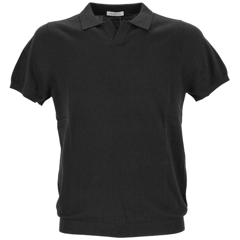 People Of Shibuya Black Cotton Polo Shirt