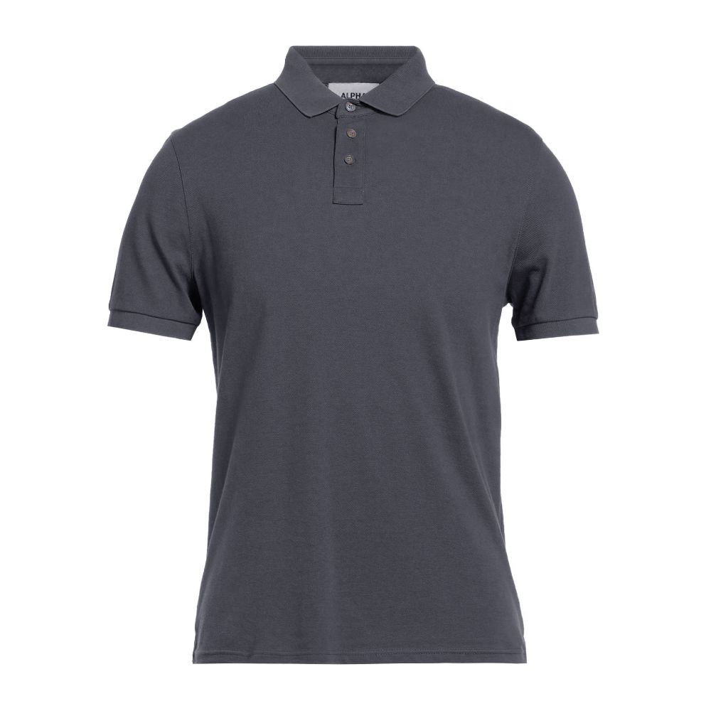 Alpha Studio Gray Cotton Polo Shirt