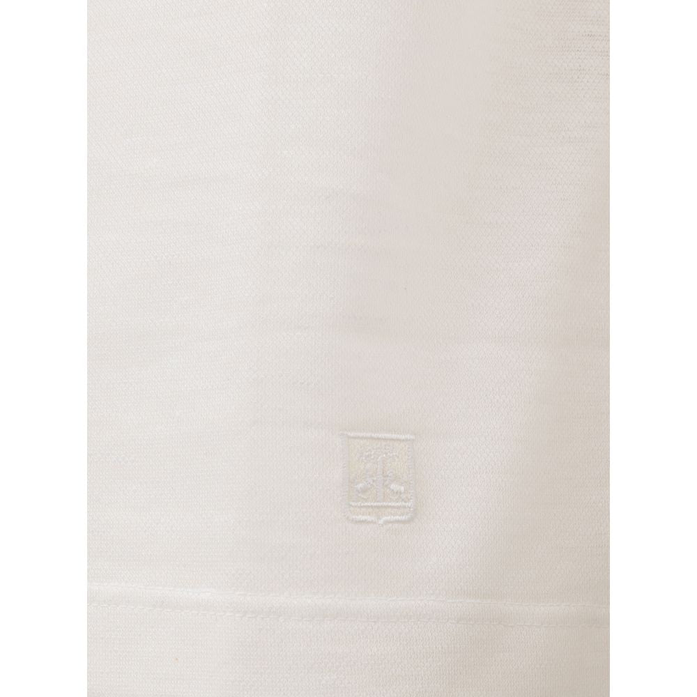 Corneliani White Linen Polo Shirt