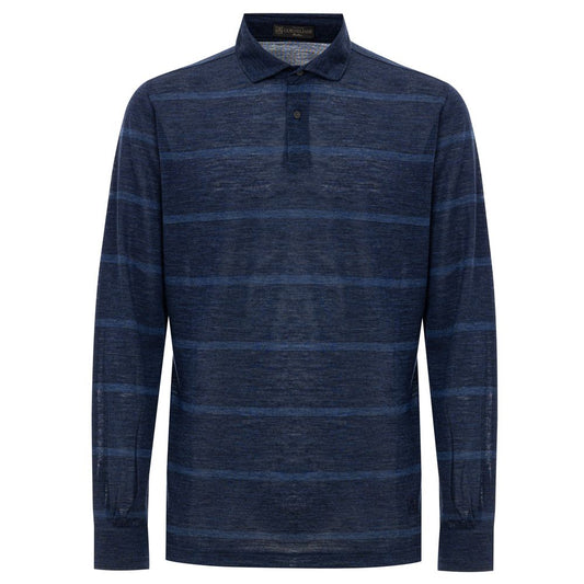 Corneliani Blue Wool Vergine Polo Shirt