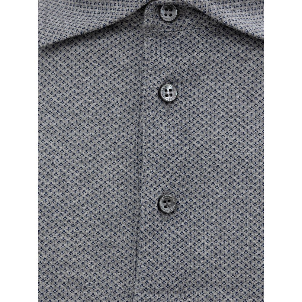 Corneliani Gray Cotton Polo Shirt