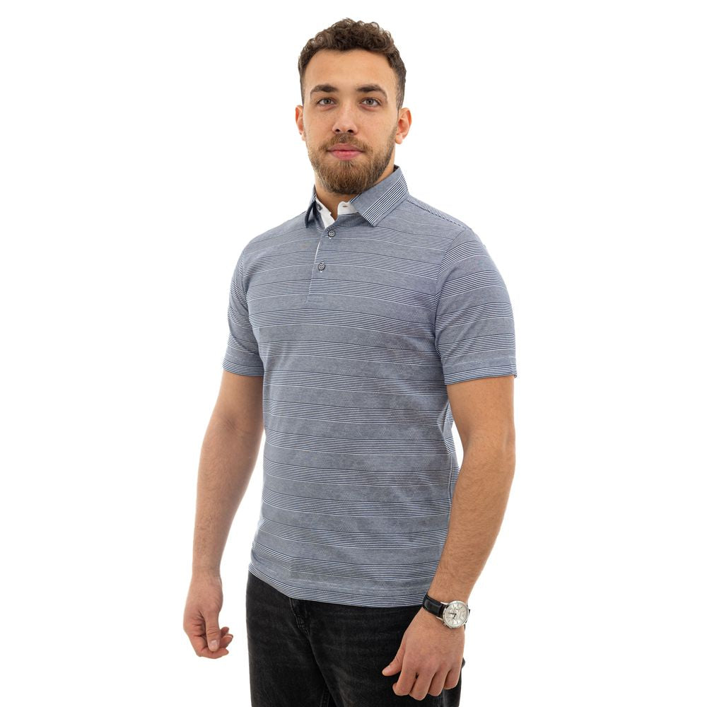 Canali Blue Cotton Polo Shirt